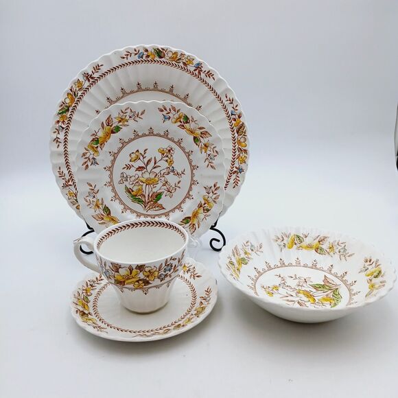 J&G Meakin England English Staffordshire Braemar 1 Set Place 5 Pcs. - Picture 1 of 15